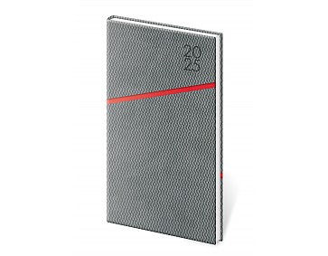 Helma365 Týdenní kapesní diář 2025 Grife - šedo/červený
