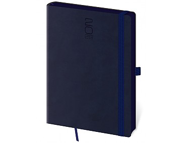 Týdenní diář A5 Memory tmavě modrý s gumičkou