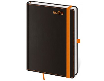 Týdenní diář B6 Black Orange s poutkem
