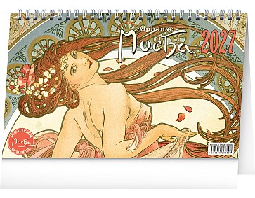 Stolní kalendář 2027 NOTIQUE - Alfons Mucha, 23,1 x 14,5 cm