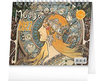 Stolní kalendář 2027 NOTIQUE - Alfons Mucha, 16,5 x 13 cm