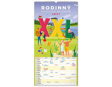 Nástěnný kalendář 2027 NOTIQUE - Rodinný plánovací XXL, 33 x 64 cm