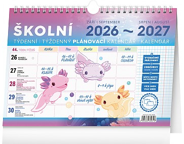 Stolní kalendář 2027 NOTIQUE - Školní plánovací kalendář s háčkem (září 2026 - srpen 2027) , 30 x 21 cm