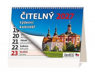 Stolní kalendář 2027 Helma - Čitelný týdenní kalendář