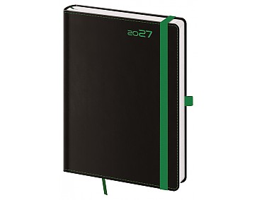 Denní diář 2027 Helma A5 Black Green s poutkem
