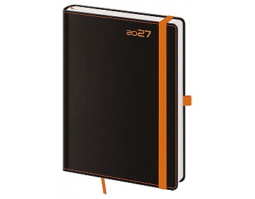 Denní diář 2027 Helma A5 Black Orange s poutkem