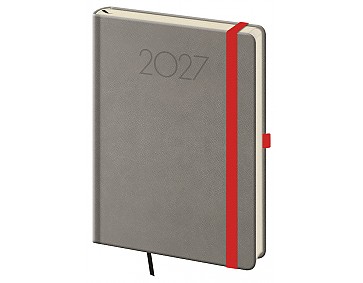 Denní diář 2027 Helma A5 New Praga šedý s gumičkou