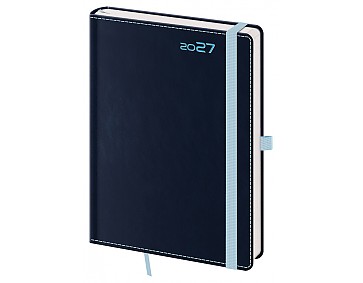 Týdenní diář 2027 Helma A5 Double Blue s poutkem