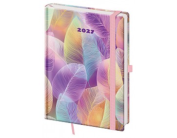 Týdenní diář 2027 Helma A5 Vario Feathers s gumičkou