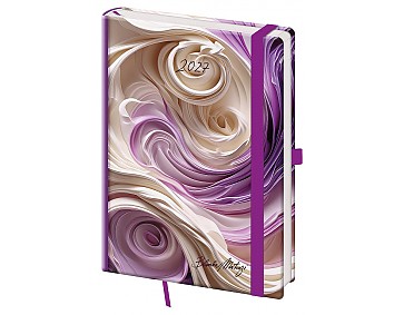 Týdenní diář 2027 Helma A5 Vario Matragi Violet s gumičkou