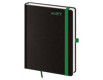 Týdenní diář 2027 Helma B6 Black Green s poutkem