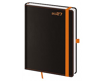 Týdenní diář 2027 Helma B6 Black Orange s poutkem
