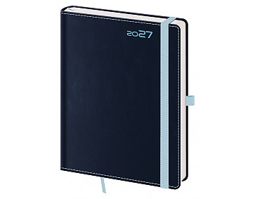 Týdenní diář 2027 Helma B6 Double Blue s poutkem