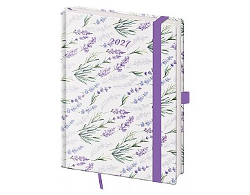 Týdenní diář 2027 Helma B6 Vario Lavender s gumičkou