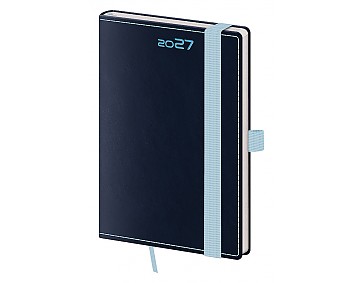 Kapesní diář 2027 Helma A6 Double Blue s poutkem
