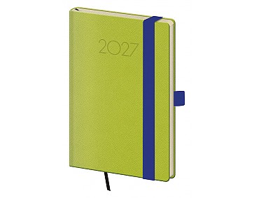 Kapesní diář 2027 Helma New Praga zelený s gumičkou
