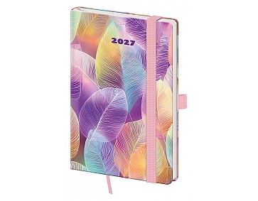 Kapesní diář 2027 Helma A6 Vario Feathers s gumičkou