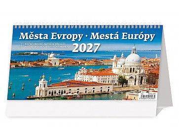 Stolní kalendář 2027 Helma - Plánovací kalendář Města Evropy