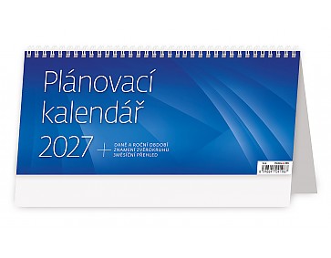 Stolní kalendář 2027 Helma - Plánovací kalendář MODRÝ