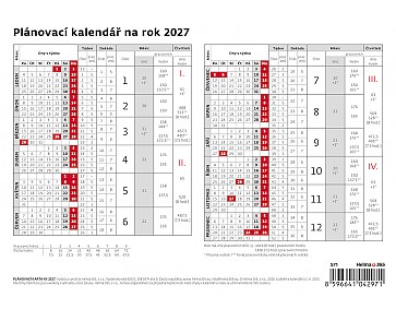 Stolní kalendář 2027 Helma - Plánovací karta