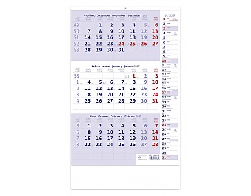 Nástěnný kalendář 2027 Helma - Tříměsíční kalendář modrý s poznámkami