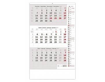 Nástěnný kalendář 2027 Helma - Tříměsíční kalendář šedý s poznámkami