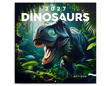 Nástěnný kalendář 2027 NOTIQUE - Dinosauři, 30 x 30 cm