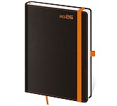 Týdenní diář B6 Black Orange s poutkem