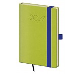 Kapesní diář 2027 Helma New Praga zelený s gumičkou